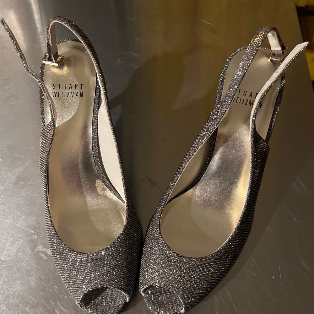 Stuart Weitzman sparkly sling back heels